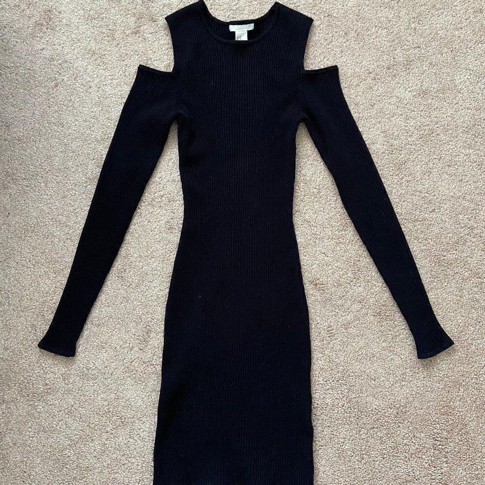 H&M Black Cold Shoulder Knit Bodycon Dress